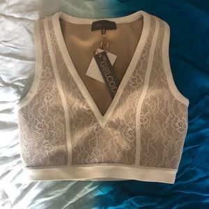 The girl code white lace crop top - NWT - 8